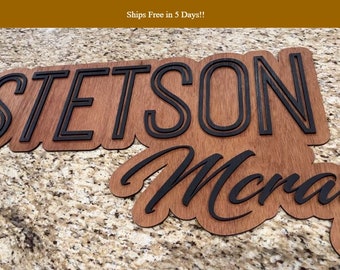 Standard Layered Name Sign | Large Wood Name Sign | Nursery Name Sign | Layered Baby Name Sign | Above Crib Name Sign | Cut Out Sign