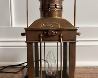 Vintage Solid Brass Cargo Light No. 3954 Great Britain 1939 Lamp Lantern