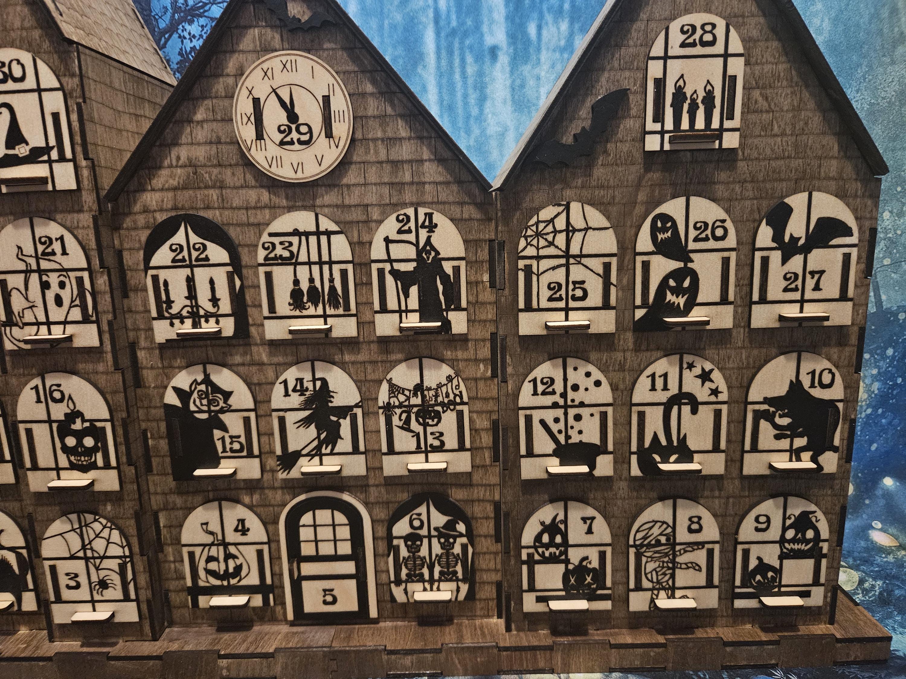 Wood Halloween Countdown Calendar Haunted House Advent Calendar Etsy