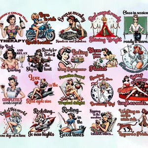 Retro Vintage Women Bundle of 20 PNG, Sarcastic Retro Housewife, PNG Bundle, Funny Retr, Digital File, Print On Demand, Digital Download