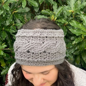 Braided Ear Warmer | Crochet Cable Headband | Custom Colours Available | Knit Head Wrap | Bun + Ponytail Winter Hat | Cozy Headware |