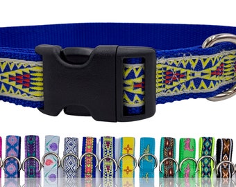 Southwestern Gelb und Rot auf Royalblau Hundehalsband, 2,5 cm Breite