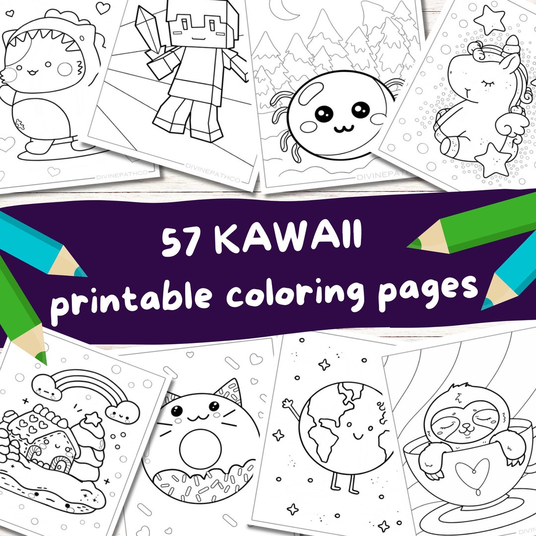 Easy Kawaii Coloring Pages for Kids, Kawaii Simple Coloring Book