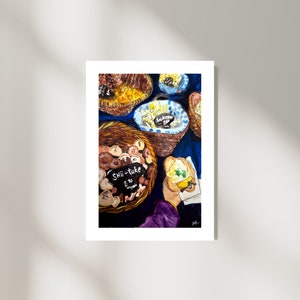 Mushroom Market Wall Art | Shiitake Mushroom Art Print | Mushroom Wall Decor | Mushroom Painting (5x7”)