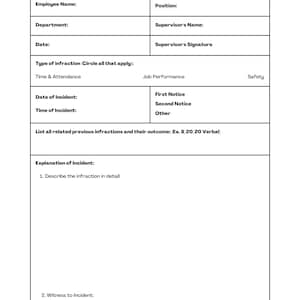Employee CAPA Report - Disciplinary Paperwork