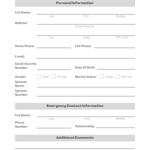 Employee Information Sheet
