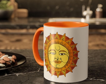 Sunshine-mok - kleurrijke keramische 110z koffiekop, boho keukendecor, geweldig cadeau voor vrienden, zomerse sfeer, milieuvriendelijk drinkgerei