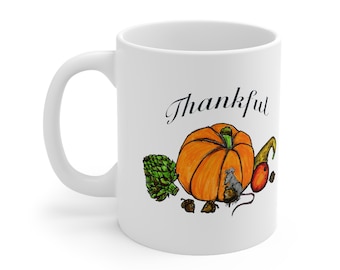 Ceramic Fall Thankful Mug 11oz