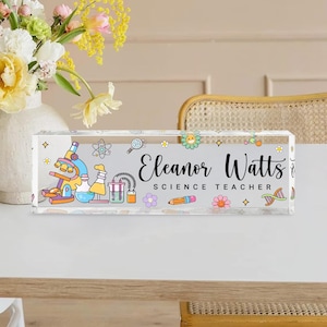 Wissenschaftslehrer Schreibtisch Namensschild, Wissenschaftslehrer Geschenk,Science Lab Lehrer Zeichen, personalisierte Lehrer Schreibtisch Namensplatte, Lehrer Acrylplakette