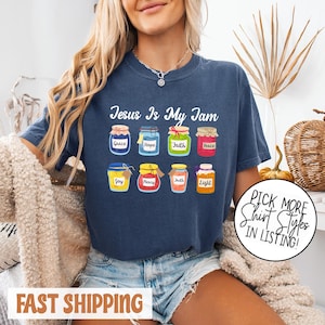 Maglietta Comfort Color Jesus Is My Jam, maglietta Faith Hope Love, maglietta cristiana, maglietta ispiratrice Grace Mercy Joy, maglietta cristiana Dio