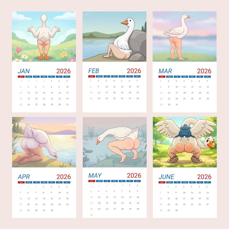 2026 Extremely Accurate Goose Calendar, Funny Year of 2026 Birds ...