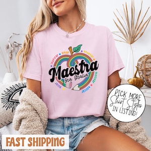 Comfort Color Personalized Maestra T-shirt, Spanish Teacher Tee, Maestra Bilingue Shirt, Bilingual Teacher Gift, Custom Teacher Name Shirt