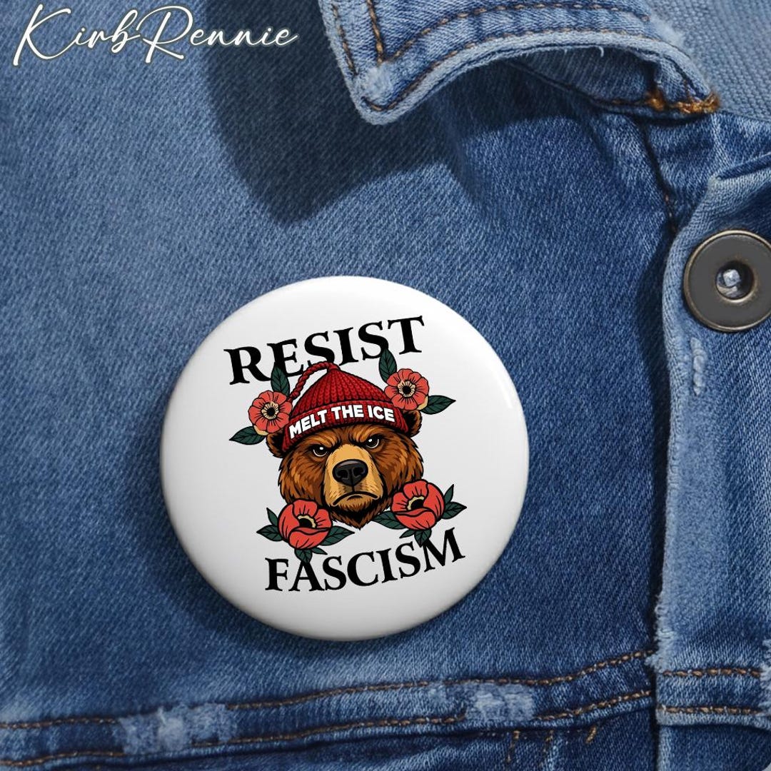 Resist Fascism Bear Fuck Ice Anti Trump Pin Buttons in 3 Sizes, F*ck ...