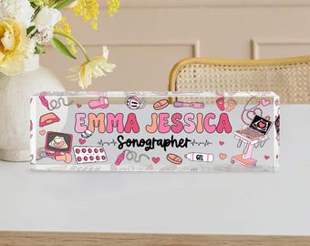 Custom Name Sonographer Desk Name Plate, Ultrasound Tech Name Sign, Sonographer Gifts, Radiology Gift, Ultrasound Student Graduation Gift