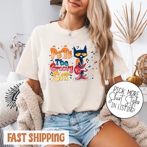 Comfort Color Pete The Cat T-shirt, Cool Cat Happy 1st Day Of School Shirt, The Groovy Cat Shirt, Teacher Back To School Tee, Teacher Gifts