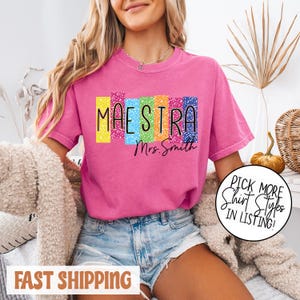 Comfort Color Custom Maestra Back To School T-shirt, Spanish Teacher Tee, In My Maestra Era Shirt, Maestra Life, Maestra Teacher Gift