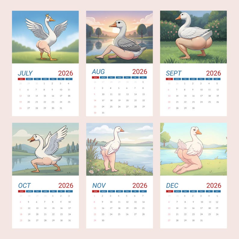2026 Extremely Accurate Goose Calendar, Funny Year of 2026 Birds ...