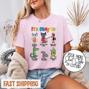 Comfort Color Pete The Cat It&#39;s Okay To T-shirt, Cool Cat Back To School Shirt, The Groovy Cat Tee, Teacher Life Shirt, Teacher Gifts