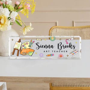 Personalized Art Teacher Desk Sign, Teacher Acrylic Block, Art Teacher Desk Name Plate, Art Teacher Gift, Artist Gift, Art Lover Gift
