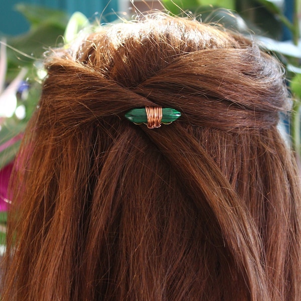 Malachite Gemstone Hair Comb | Green Malachite Point Stone Hair Accessory | Handmade Wedding Comb, Bridal Hair Pin | Handmade Hair Comb