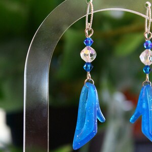 Blue Glitter Barbie Shoe Earrings | Silver Glitter Blue Crystal Barbie Earrings | Barbiecore Drop Earring Silver & Blue Vintage Barbie Shoes