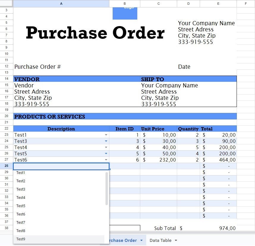 Plantilla de orden de compra profesional para una gestión - Etsy México