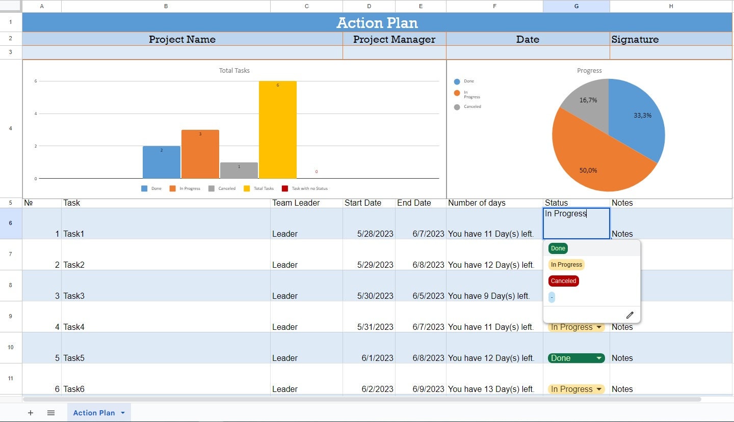 Action Plan Template Action Plan Google Sheet Template - Etsy