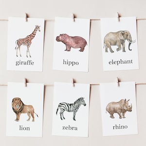 Tarjetas de animales africanos imprimibles / Tarjetas coincidentes de la República Salvaje / Tarjetas Montessori, Tarjetas de aprendizaje temprano, Tarjetas de enseñanza / Descarga instantánea