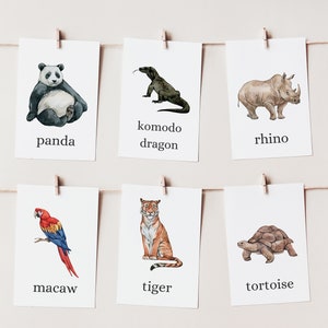 Tarjetas de animales en peligro de extinción para imprimir / Tarjetas de emparejamiento de Wild Republic / Tarjetas Montessori, Tarjetas de aprendizaje temprano, Tarjetas didácticas / Descarga instantánea