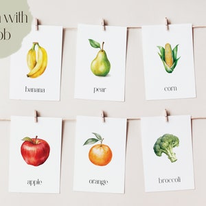 Cartes Toob imprimables de fruits et légumes | Cartes assorties Toob | Cartes Montessori, Cartes d'éveil, Cartes d'enseignement | Téléchargement instantané