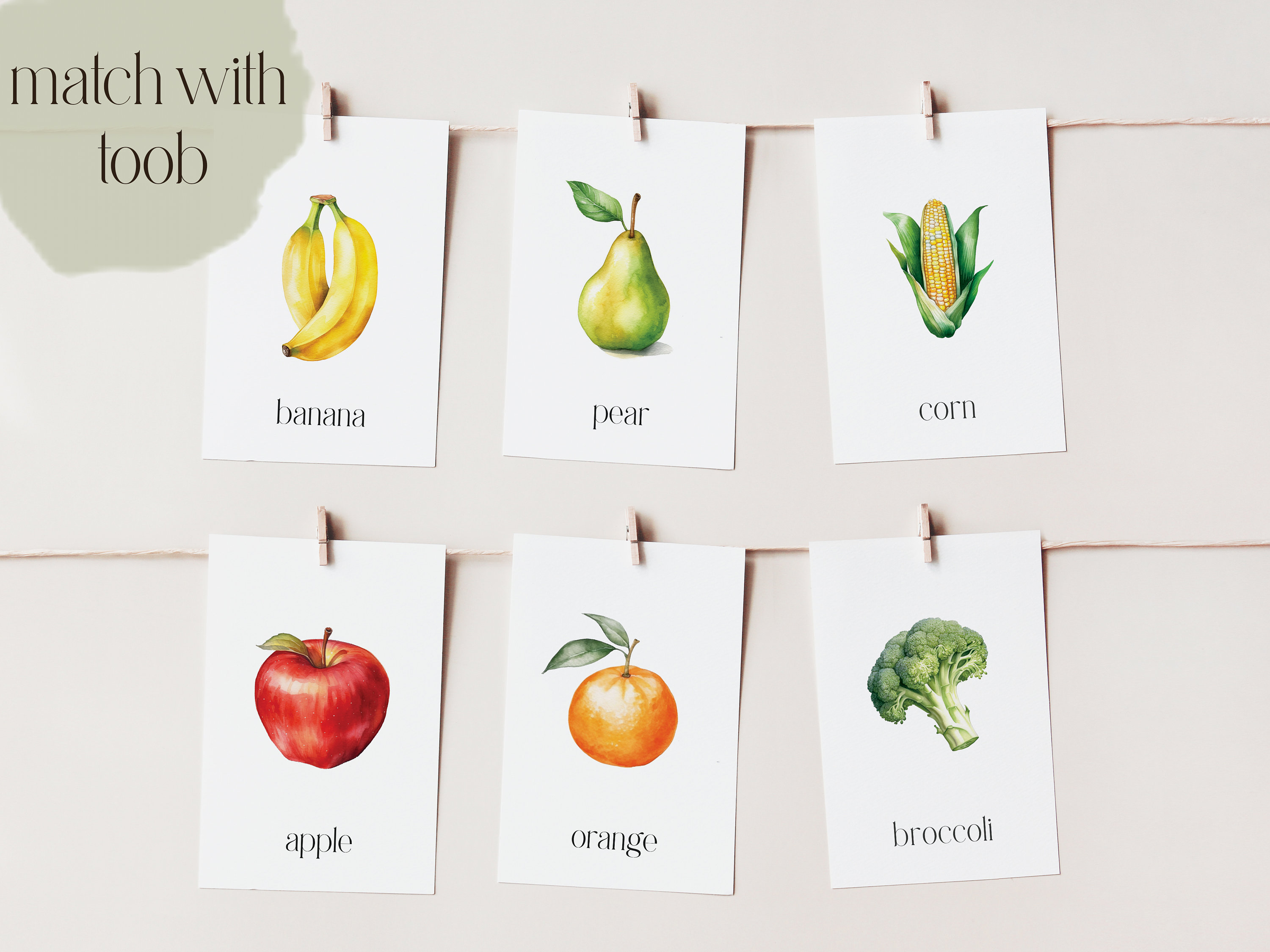 Printable Fruit &amp; Vegetable Toob Cards | Toob Matching Cards ...