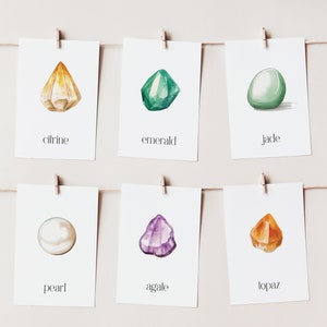 Druckbares Edelstein Karten Set | Digitale Edelstein Drucke | Montessori Karten, Lernkarten, Lehrkarten | Sofort Download