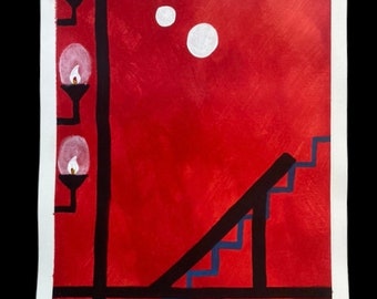 Two Moons Red Painting 3.3