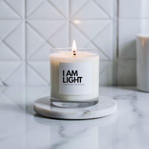 I Am Light Candle - Inspirational Soy Candle with Affirmation | Spiritual Gift | Mindfulness & Self Care Decor