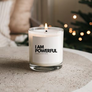 I Am Powerful Candle - Motivational Soy Candle with Positive Affirmation | Strength & Confidence Gift | Empowering Self Care Decor