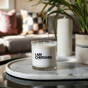 I Am Cherished Candle - Scented Soy Candle with Positive Affirmation | Self-Love, Healing & Mindfulness Gift