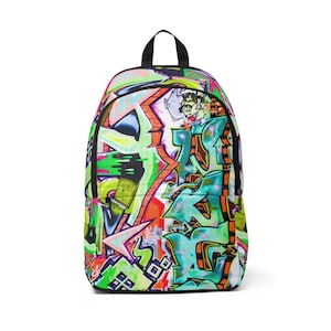 Trendy Graffiti Backpack for School or Travel | Aesthetic Psychedelic Design | Great Gym Carryall