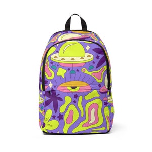 Psychedelic Backpack | for Travel or School | Trippy Design | Aesthetic Carryall Gym Bag