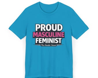Proud Masculine Feminist T-Shirt | Bold Typography, Pink & Black