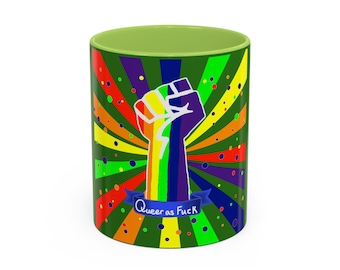Queer Rainbow Raised Fist Mug