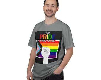 Take Pride in Who You Are T-shirt | Progressive Pride Flag Fist Tee