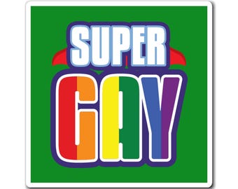 Super Gay rainbow logo Magnets | LGBTQ pride refrigerator magnet