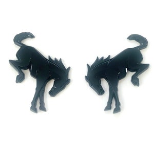 Set of 2 Bronco Gloss Finish Horse Black Tailgate Fender Badge Emblem, Universal Fit