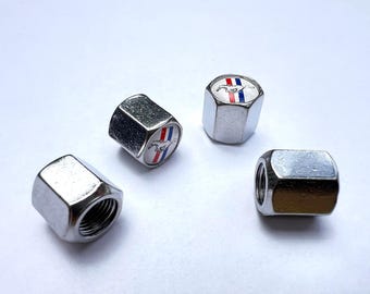 Tapones de válvula para neumáticos Running Horse Pony - Ajuste universal - Aluminio blanco - Juego de 4