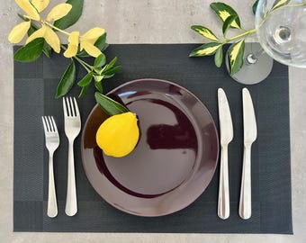 Grey Plastic Placemats: Heat-Resistant Dining Table Mats (12x18)