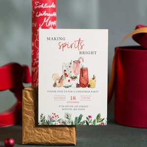 Fazer os espiritos brilharem! Jantar de Natal ou convite para festa, convite 5&#39;7, jantar de Natal, festa secreta do Papai Noel