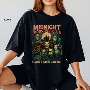 Midnight Horrors Movie Halloween Unisex T-shirt, Halloween Tee, Spooky Season Shirt, Halloween, Horror Movie Shirt, Trick or Treat Tee