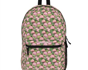 Personalized Backpack - Lotus Flower Design, Custom Name