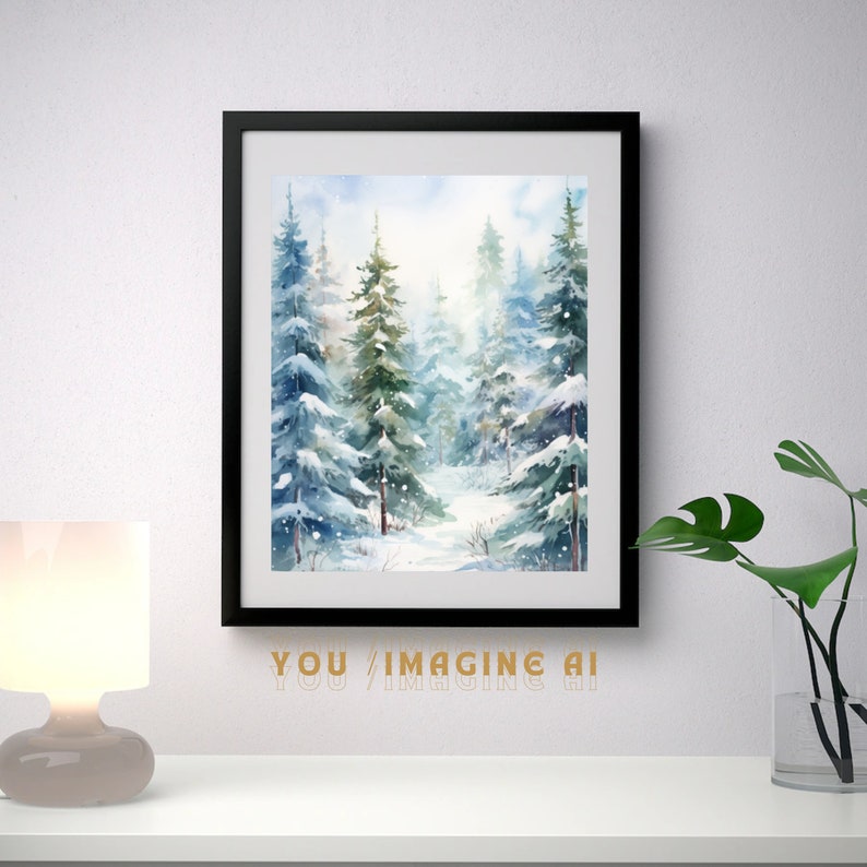 Digital Download of Winter Pine Trees Wall Art Snow Trees Landscape