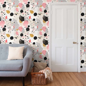 Eco Wallpaper Mid Century modernes abstraktes Muster für Schlafzimmer oder Kinderzimmer Dekorative Möbel Tapete oder Akzent Wand